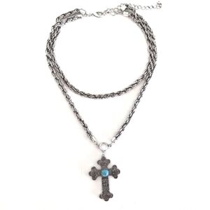NASTY GAL Double Chain Cross Necklace